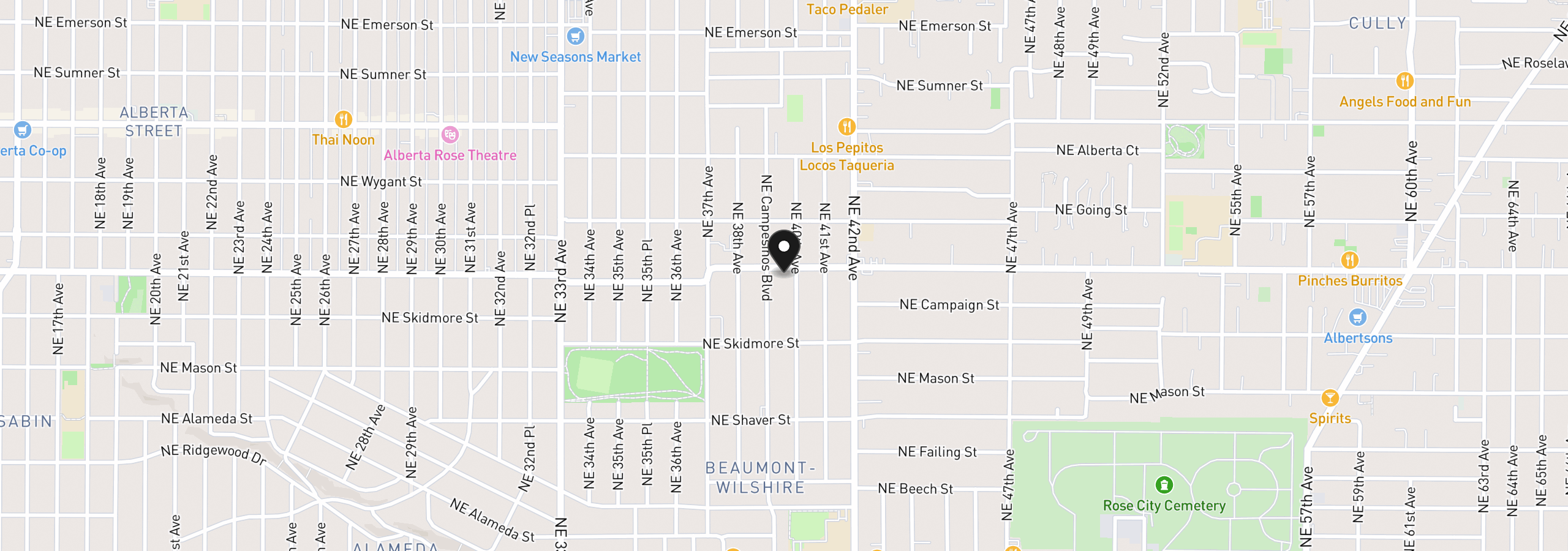 Map showing the location of 3936 NE Prescott St, Portland, OR 97211
