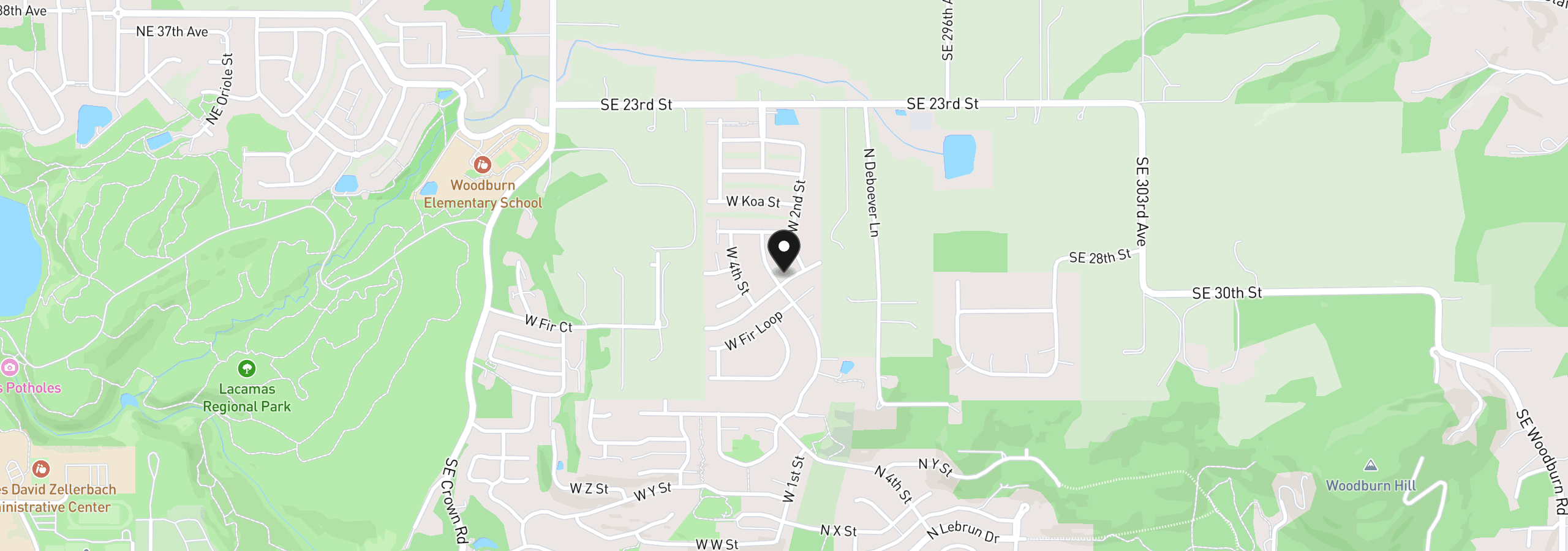 Map showing the location of 3470 W 3rd St, Washougal, Wa 98671