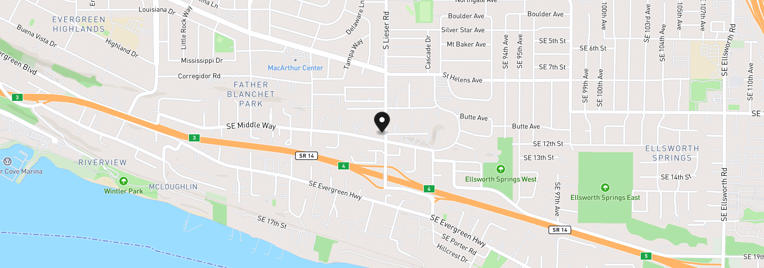 Map showing the location of 8318 SE Middle Way, Vancouver, Wa 98664