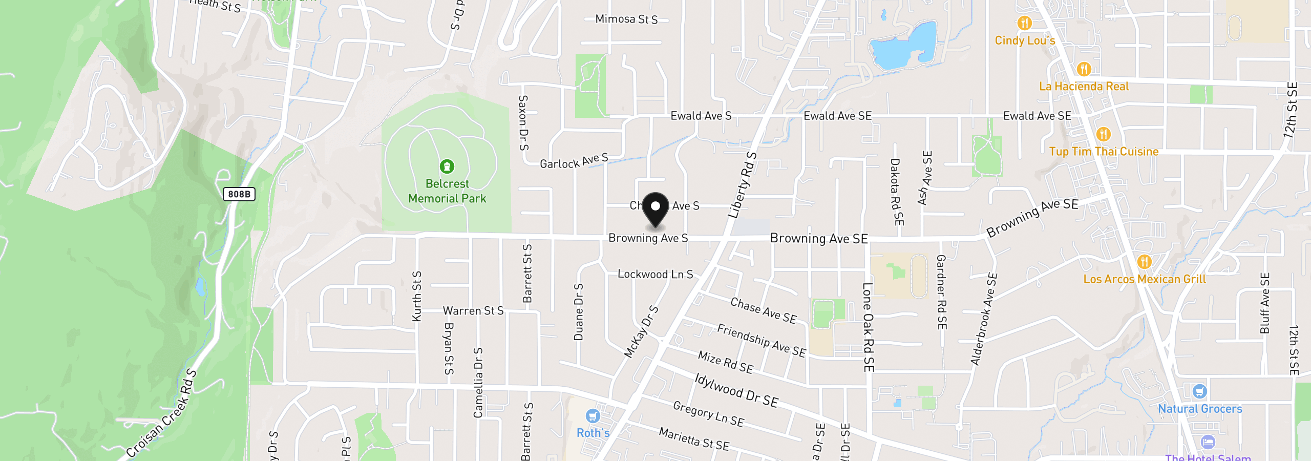 Map showing the location of 767 S Browning Ave, Salem, OR 97302