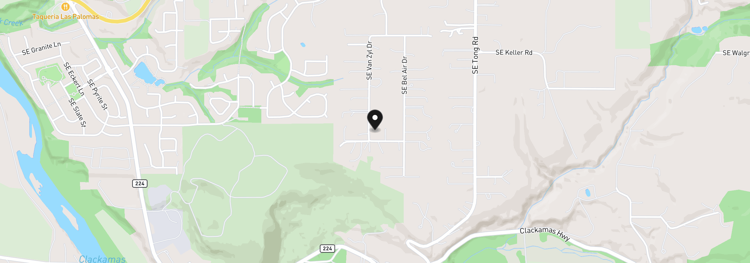 Map showing the location of 16544 SE Van Zyl Dr, Damascus, OR 97089