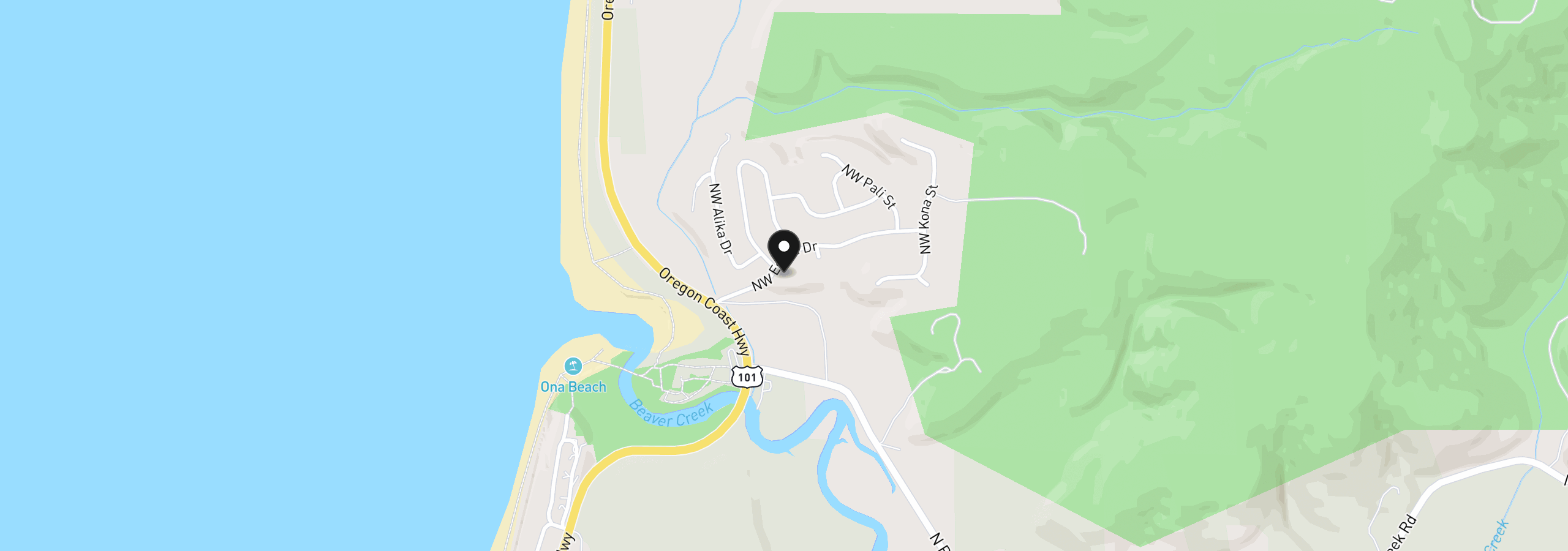 Map showing the location of 989 NW Estate Dr, Seal Rock, OR 97376