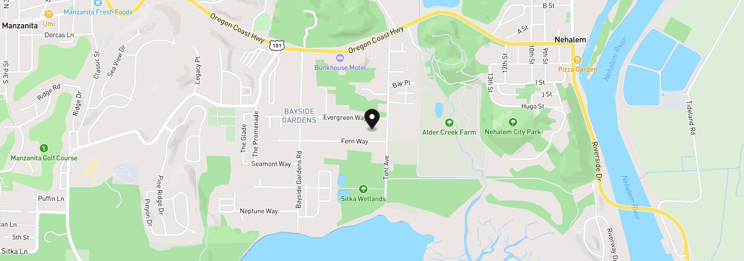 Map showing the location of 11470 Fern Way, Nehalem, OR 97131