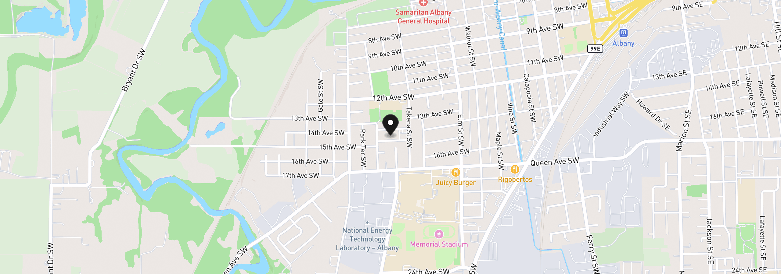 Map showing the location of 1305 SW 15th Ave, Albany, OR 97321