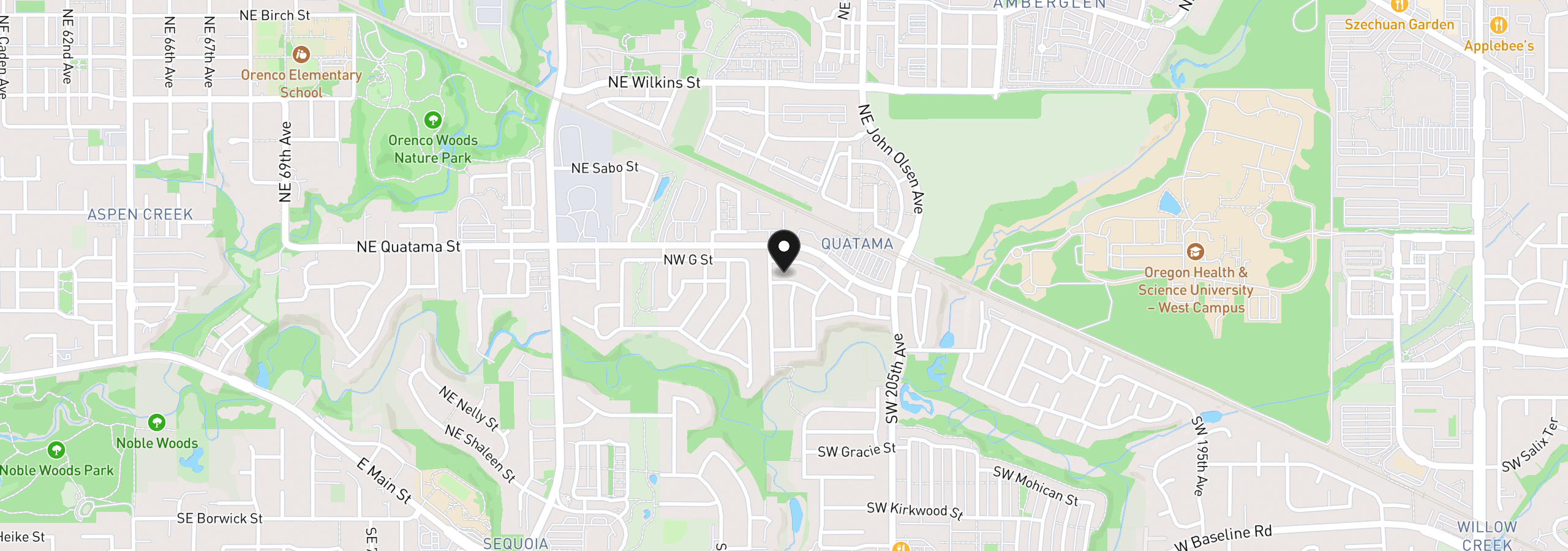 Map showing the location of 20861 NW Longbow Ln, Beaverton, OR 97006