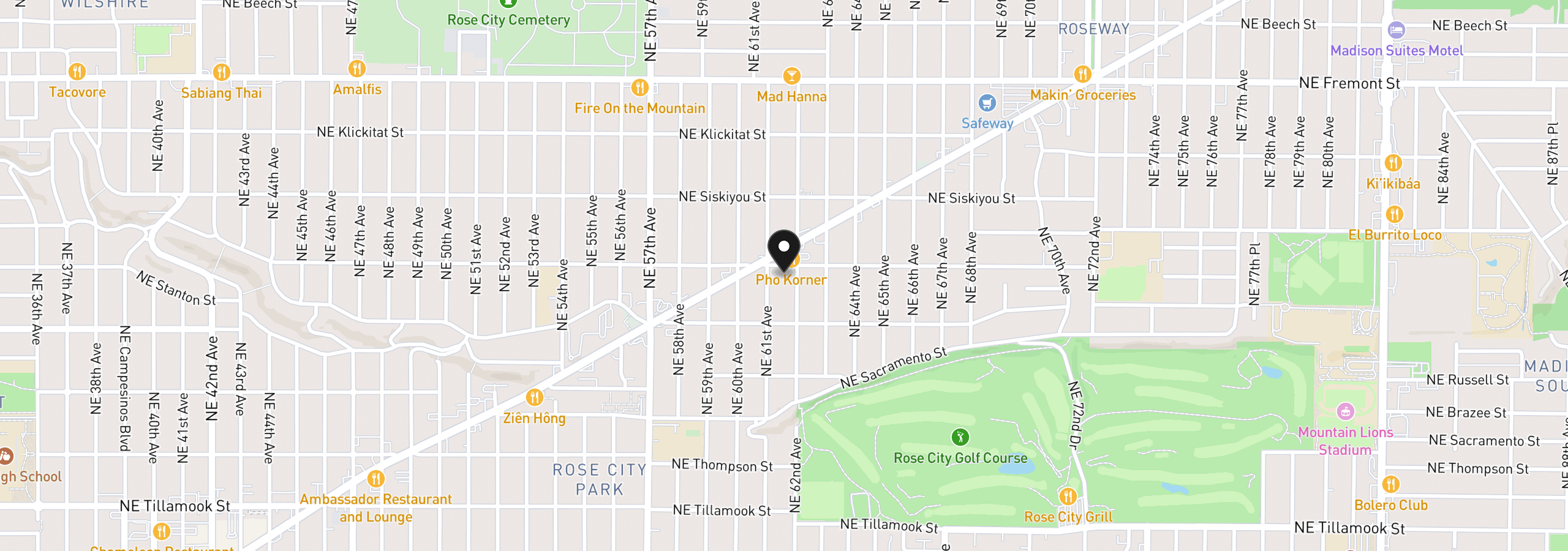 Map showing the location of 6178 NE Stanton St, Portland, OR 97213