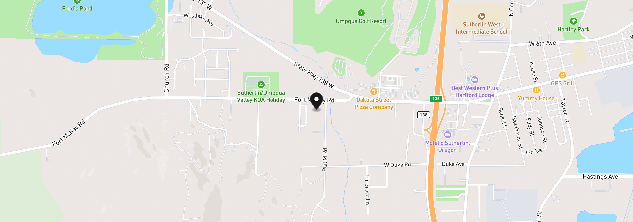 Map showing the location of 141 Plat M Rd, Sutherlin, OR 97479