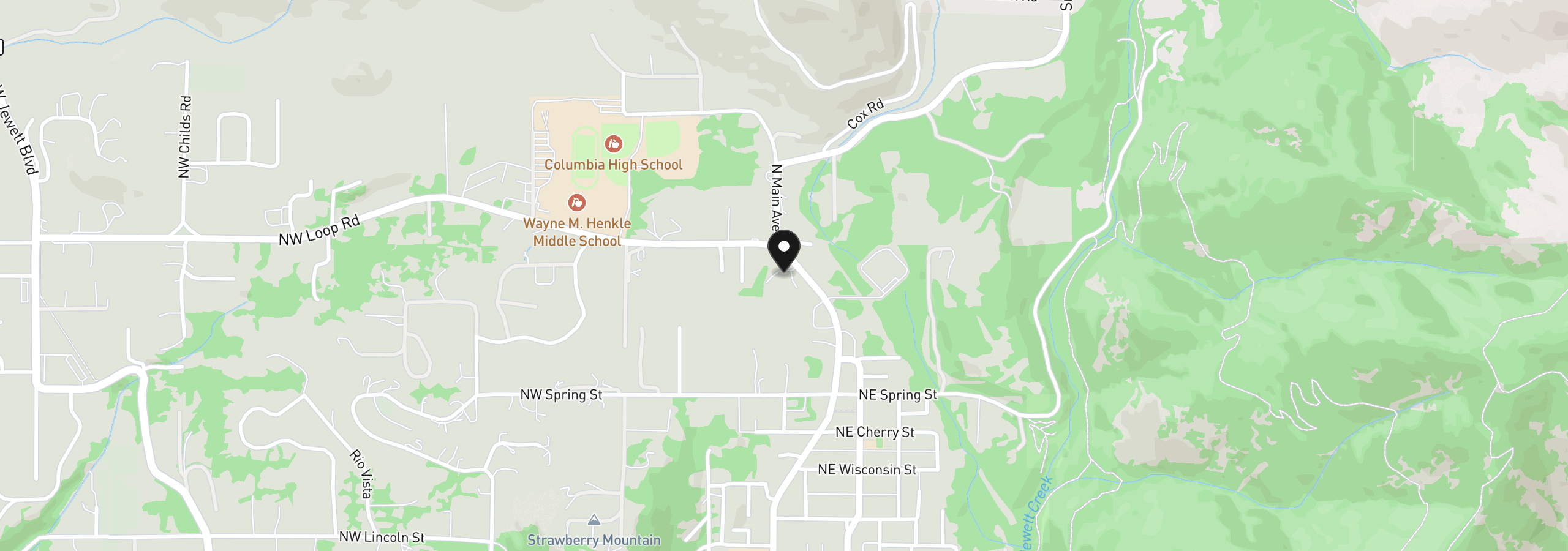 Map showing the location of 1270 N Main Ave, White Salmon, Wa 98672