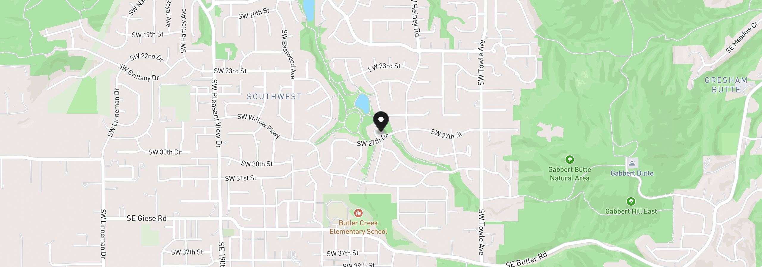 Map showing the location of 2331 SW 27th Dr, Gresham, OR 97080