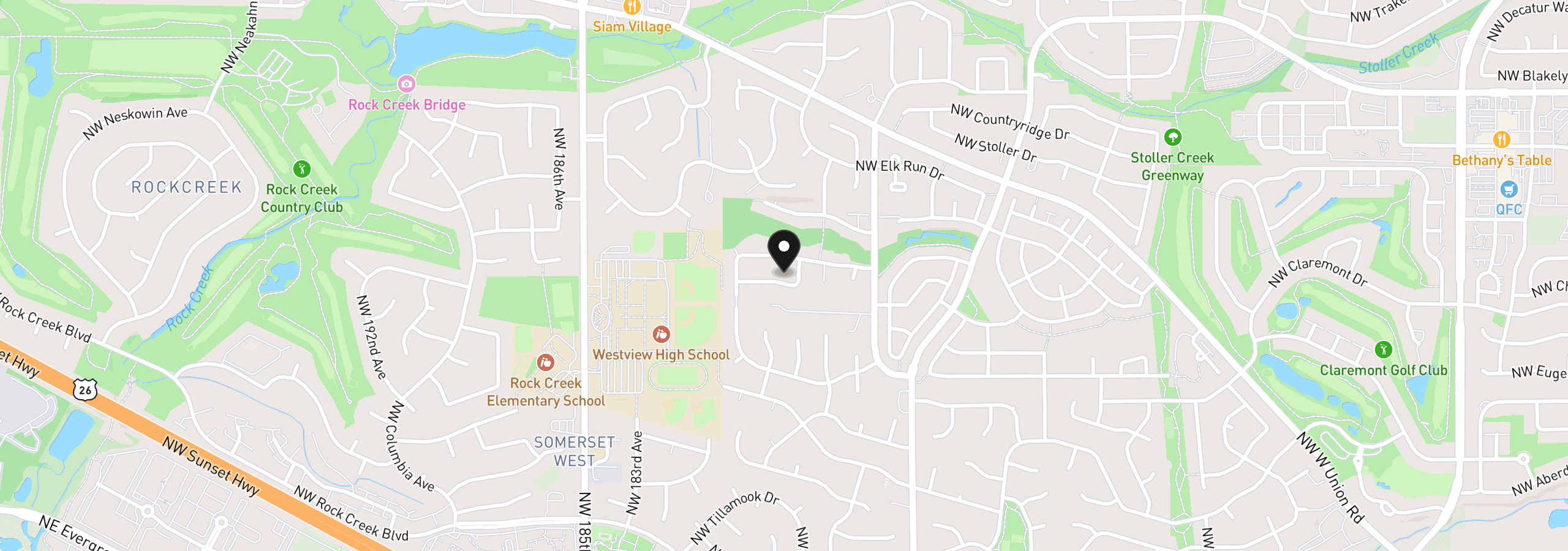 Map showing the location of 17805 NW Klein Ln, Portland, OR 97229