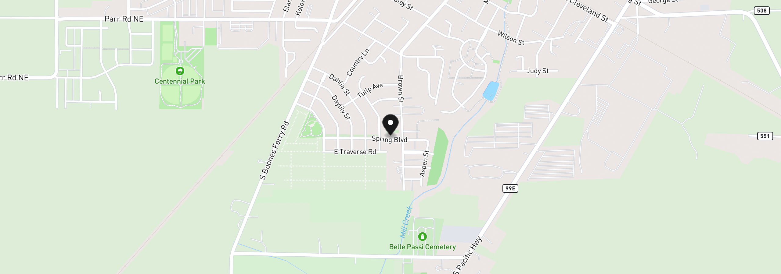 Map showing the location of 1501 Aspen St, Woodburn, OR 97071