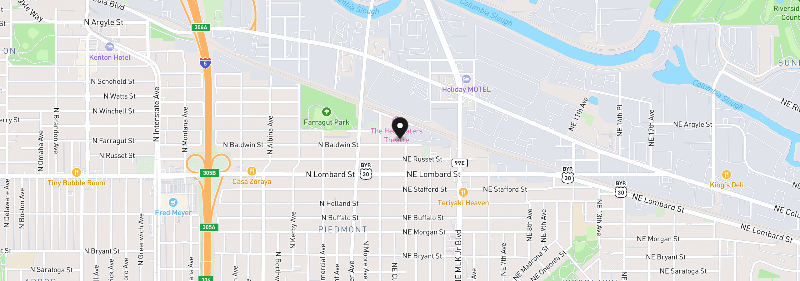 Map showing the location of 63 NE Baldwin St, Portland, OR 97211
