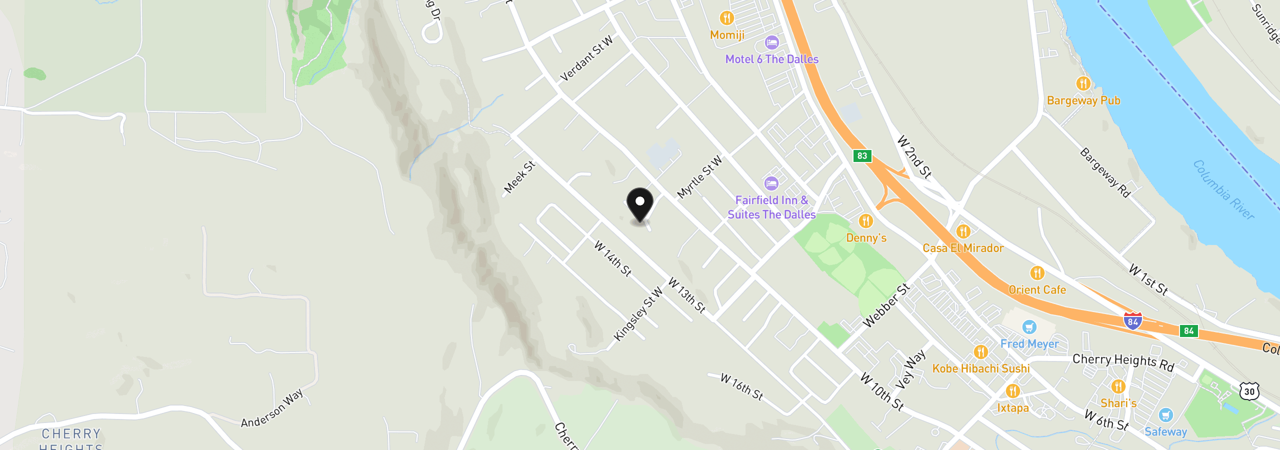 Map showing the location of 2322 W 12th St 5, The Dalles, OR 97058