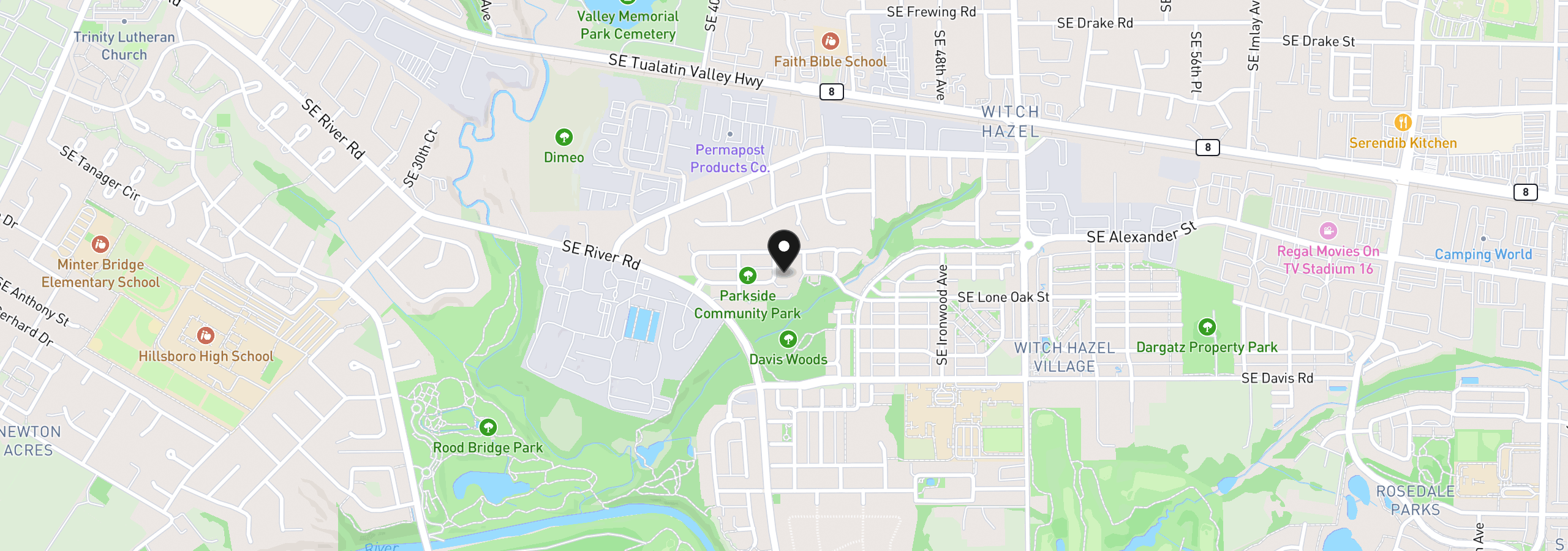 Map showing the location of 2964 SE Marston Ave, Hillsboro, OR 97123