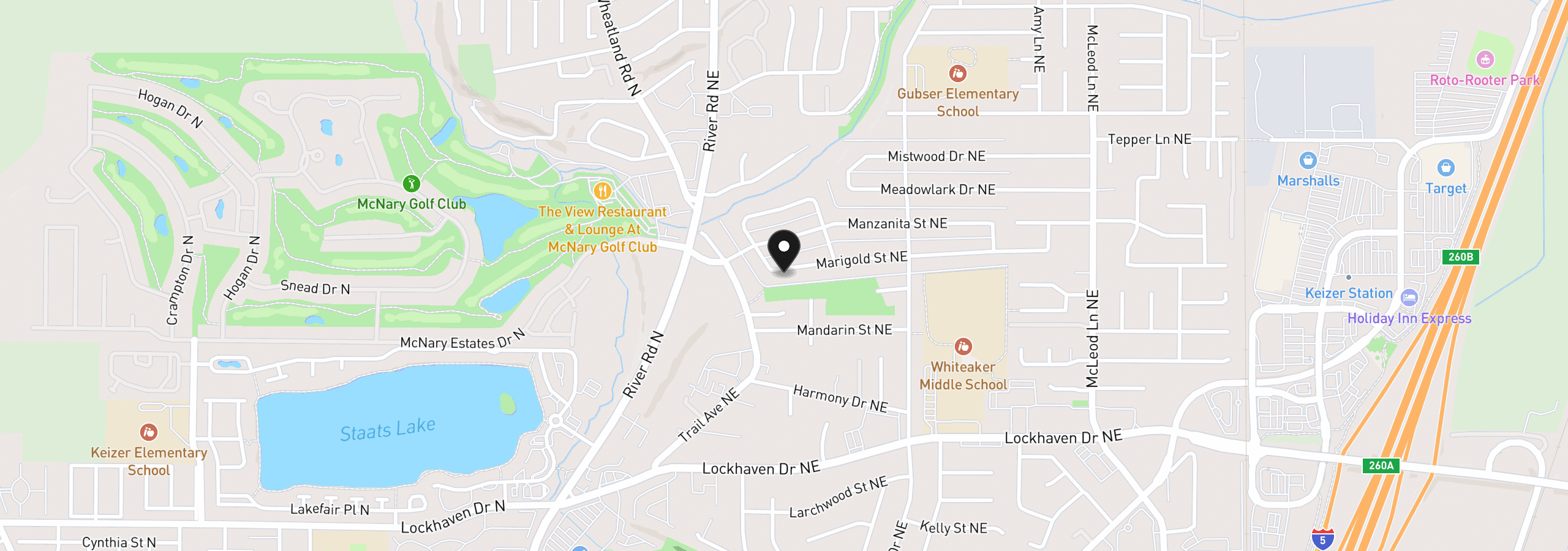 Map showing the location of 1168 Marigold St NE, Keizer, OR 97303