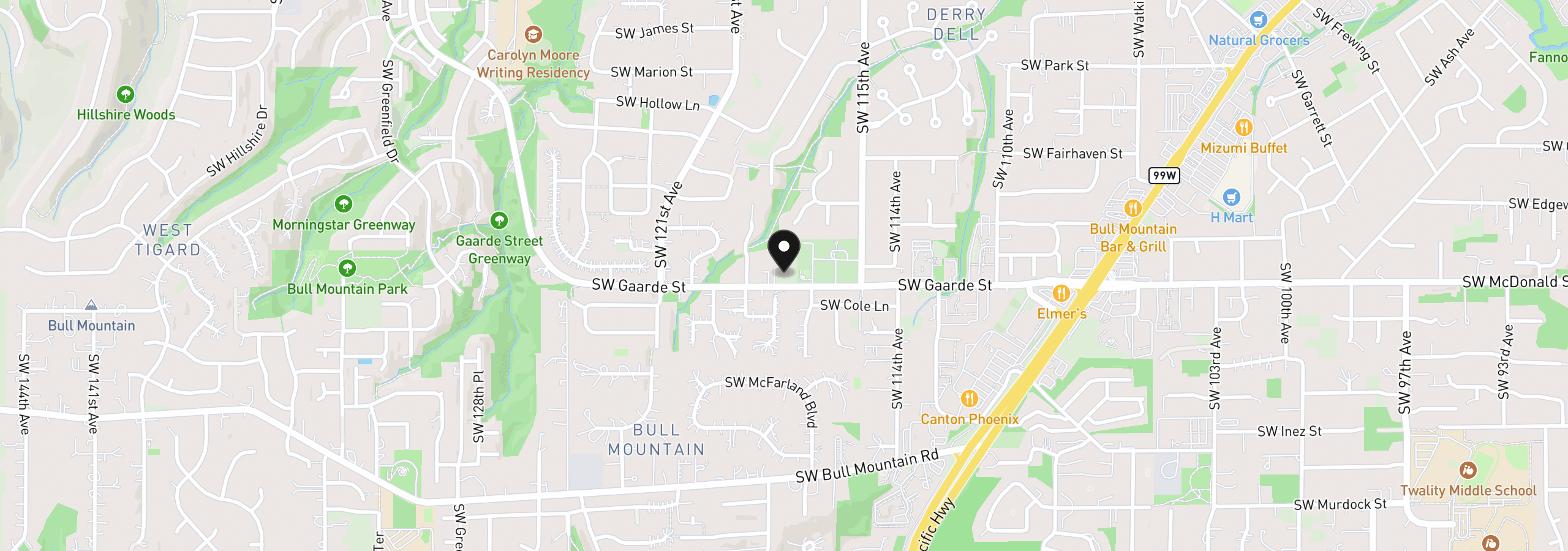 Map showing the location of 11735 SW Gaarde St, Tigard, OR 97224