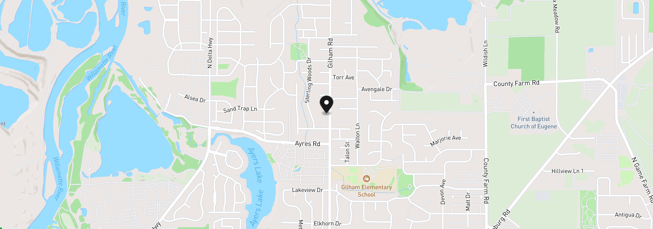 Map showing the location of 3487 Marilla Ln, Eugene, OR 97408