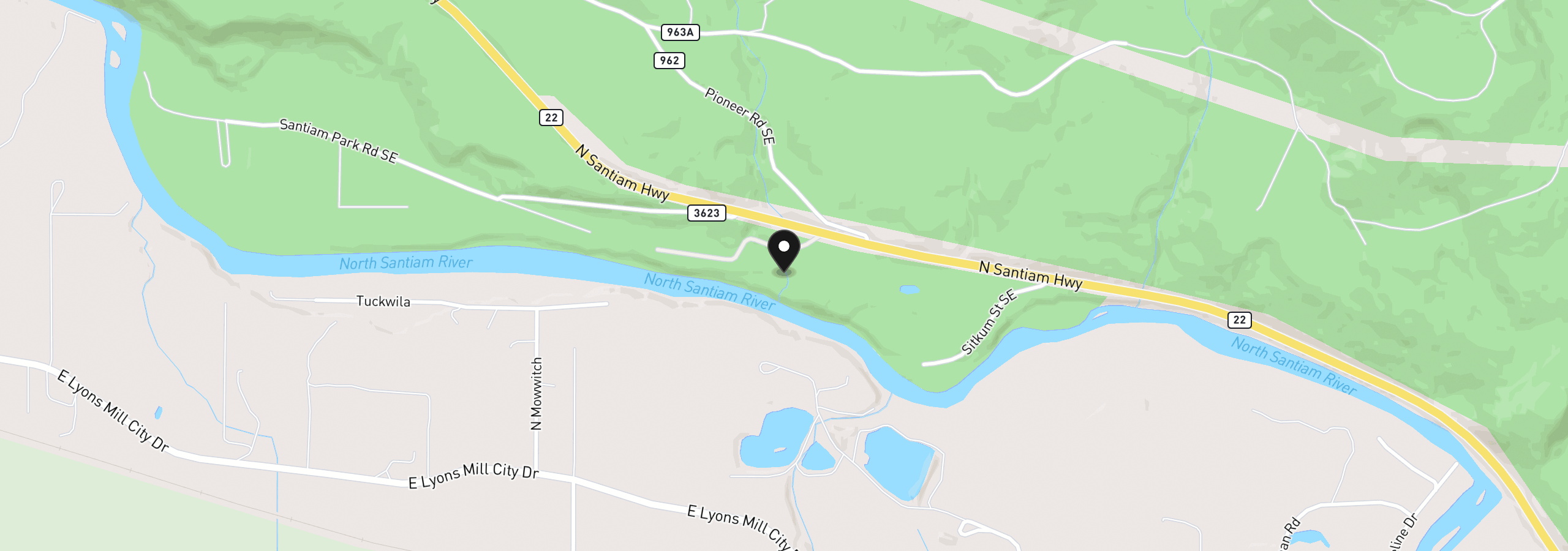 Map showing the location of 25812 Dewitt Ln, Lyons, OR 97358