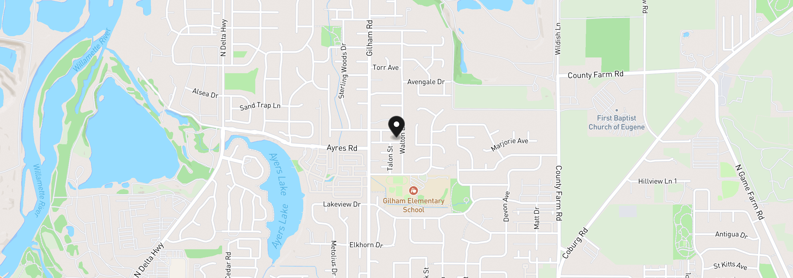 Map showing the location of 2179 Clemson Way, Eugene, OR 97408