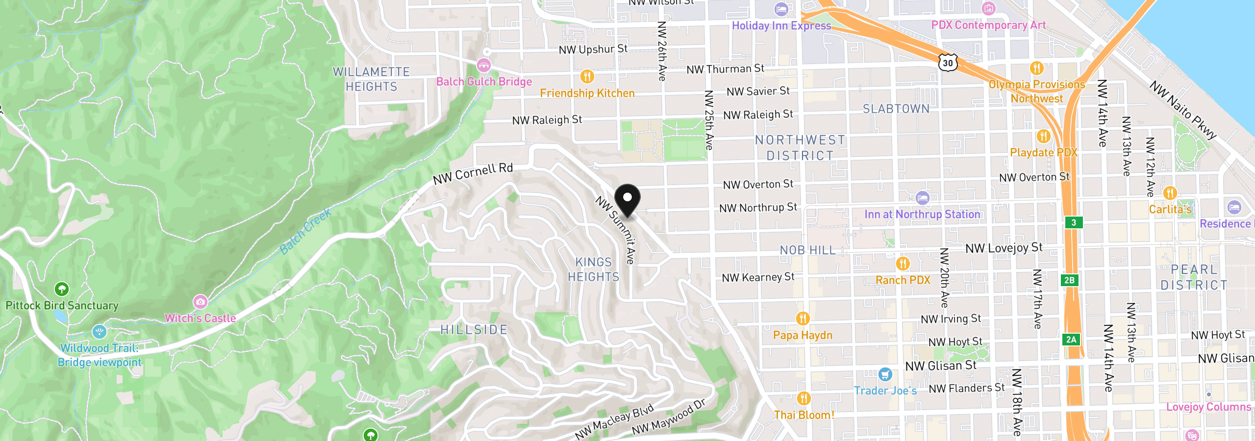 Map showing the location of 2658 NW Cornell Rd, Portland, OR 97210