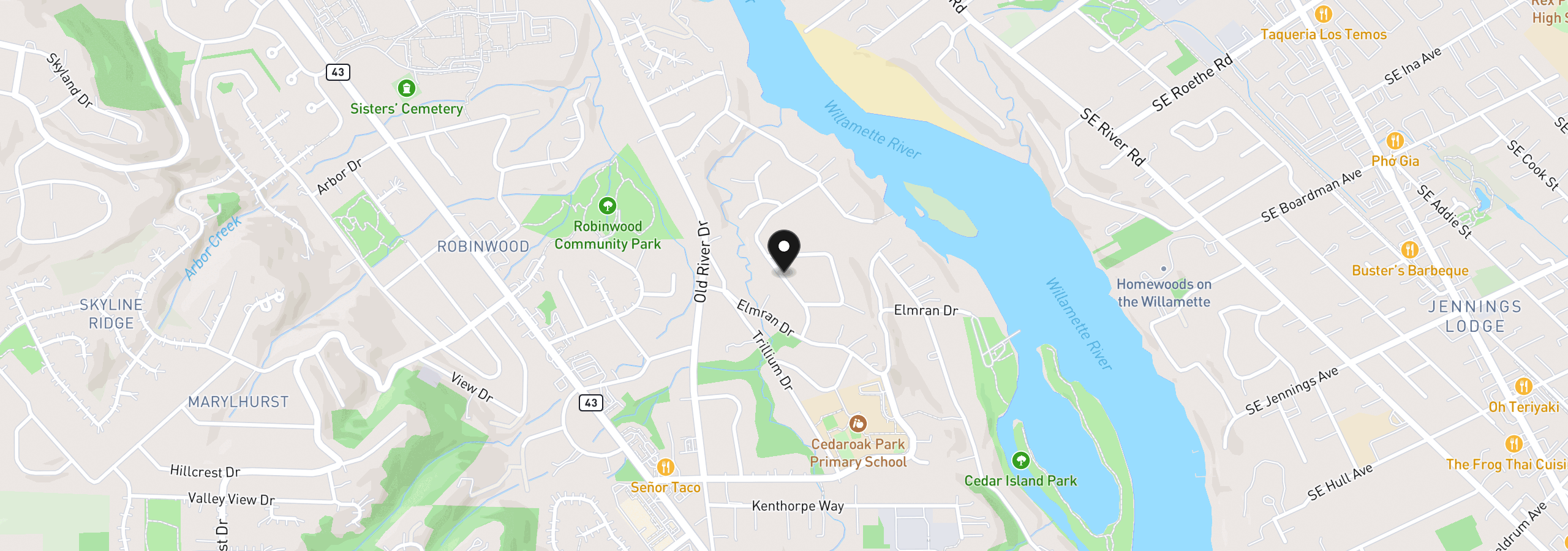 Map showing the location of 4589 Calaroga Dr, West Linn, OR 97068