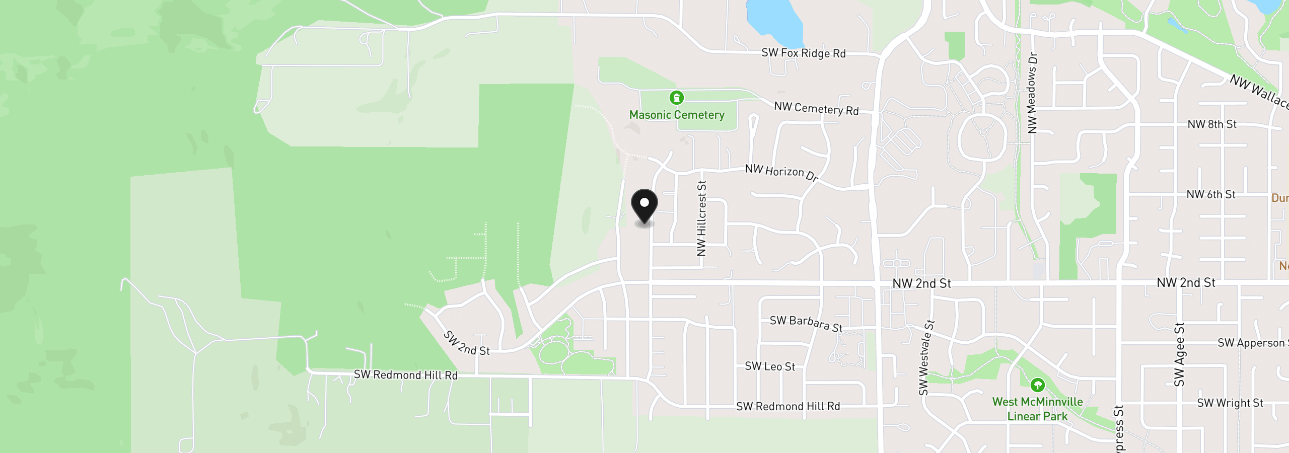 Map showing the location of 447 NW Mt Mazama St, McMinnville, OR 97128