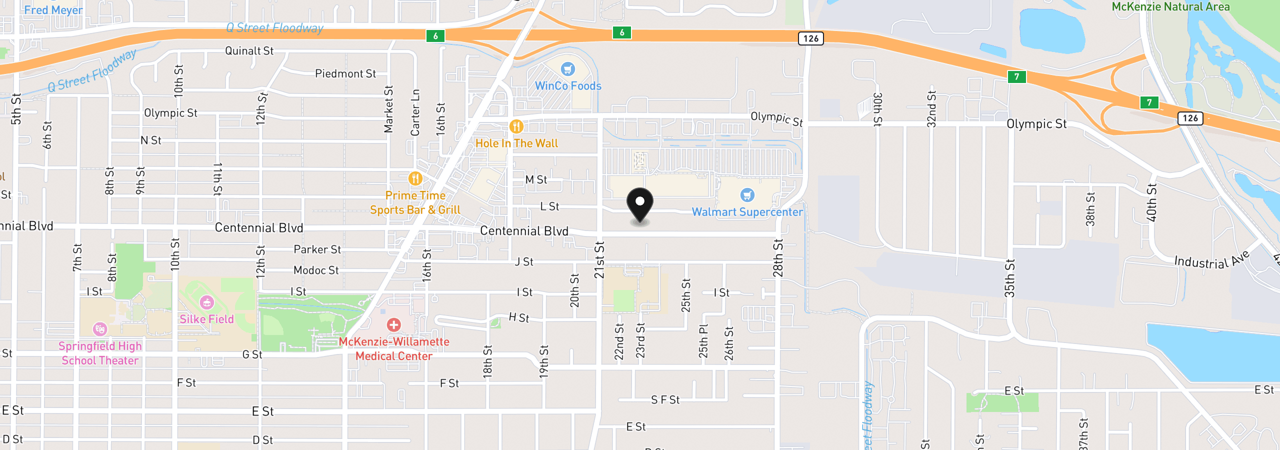 Map showing the location of 2274 Centennial Blvd, Springfield, OR 97477
