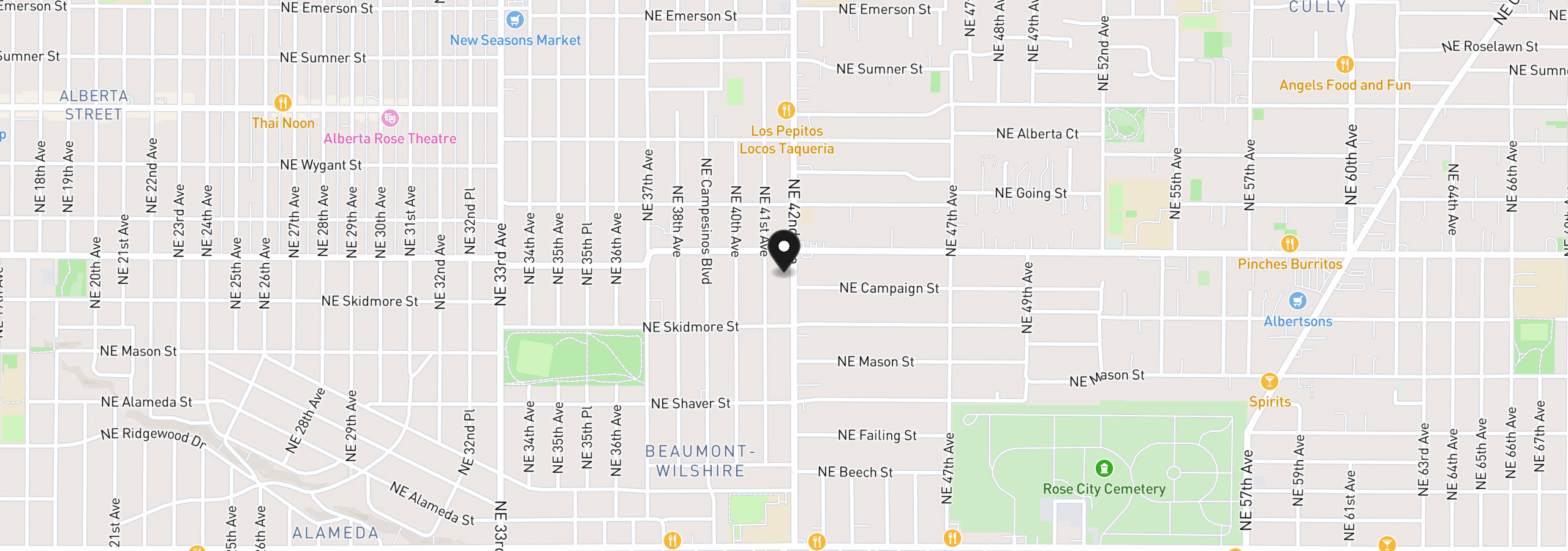 Map showing the location of 4425 NE 42nd Ave, Portland, OR 97218