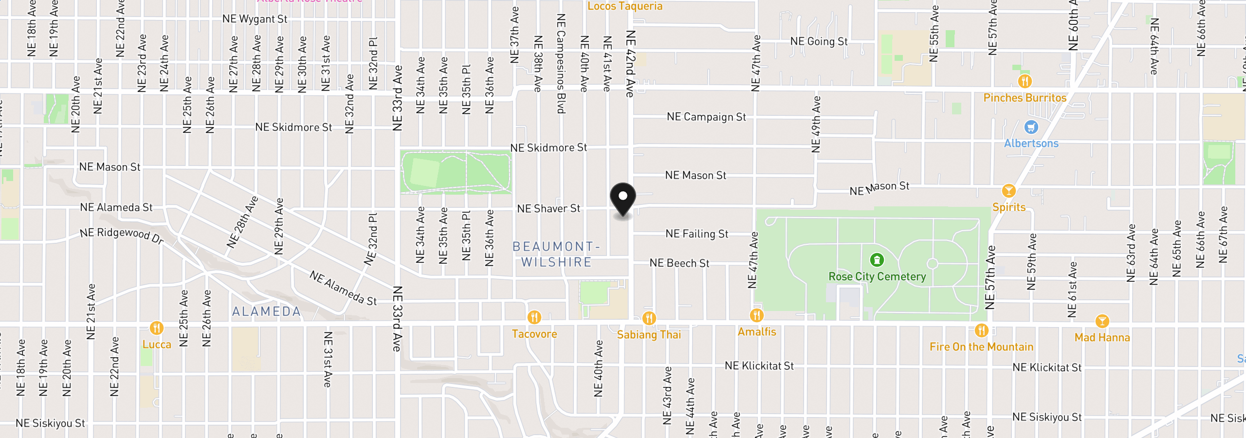 Map showing the location of 3979 NE 42nd Ave, Portland, OR 97213