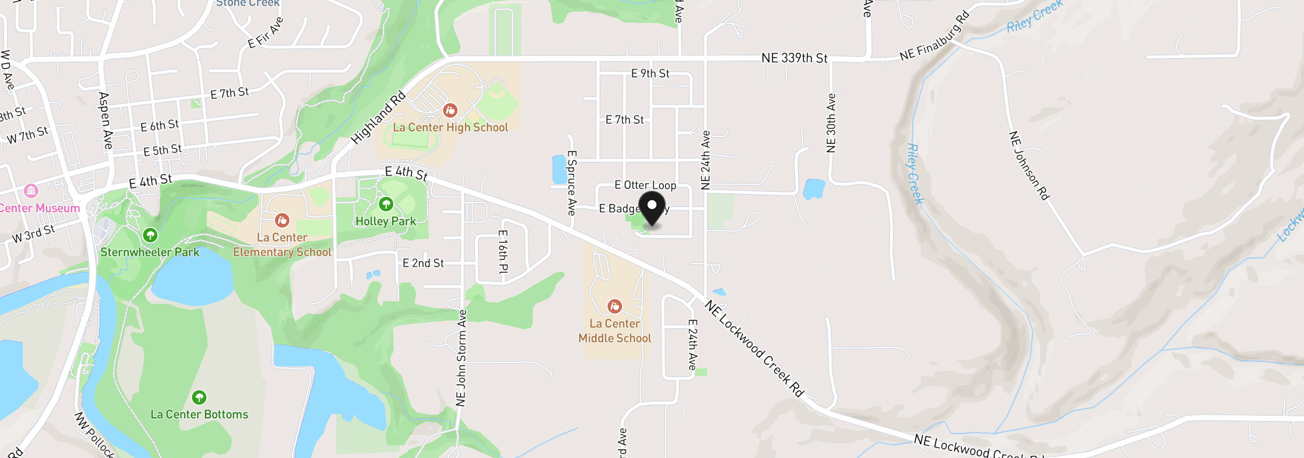 Map showing the location of 2201 E Juniper Cir 20, La Center, Wa 98629