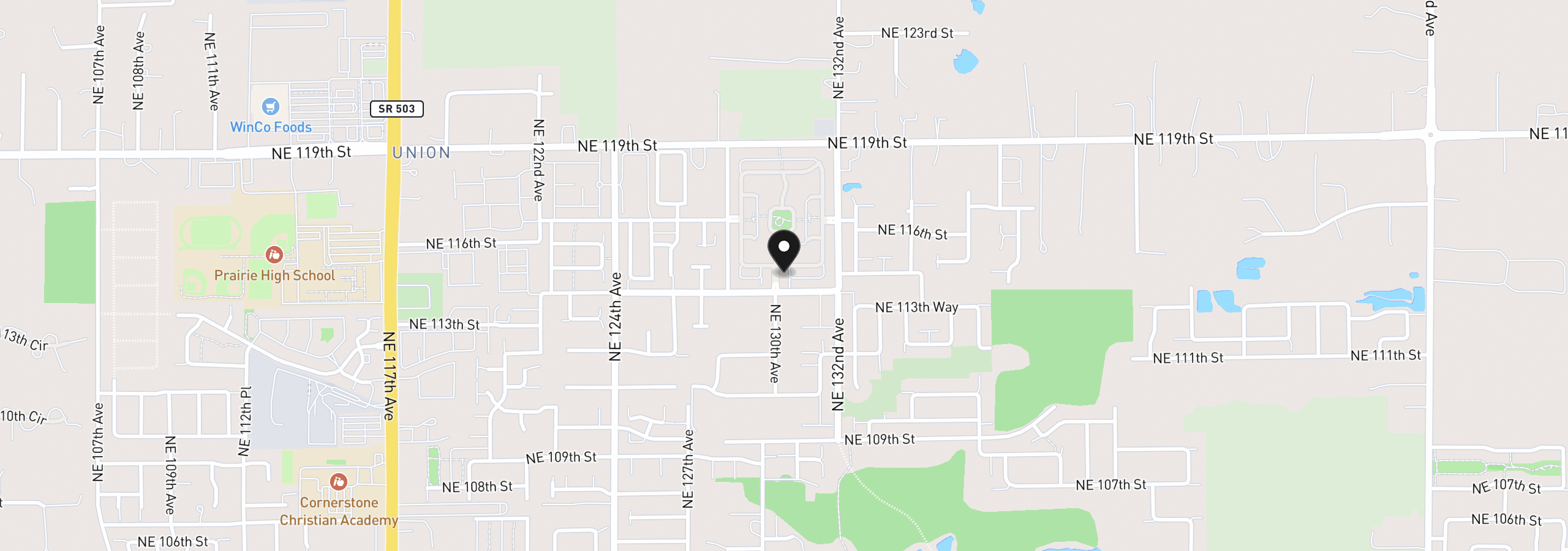 Map showing the location of 11412 NE 130th Pl, Vancouver, Wa 98682