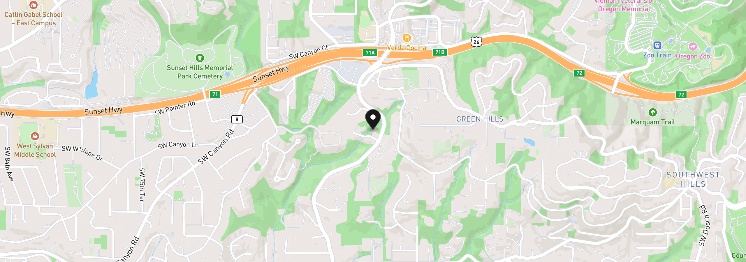 Map showing the location of 5825 SW Sheridan Ct, Portland, OR 97221