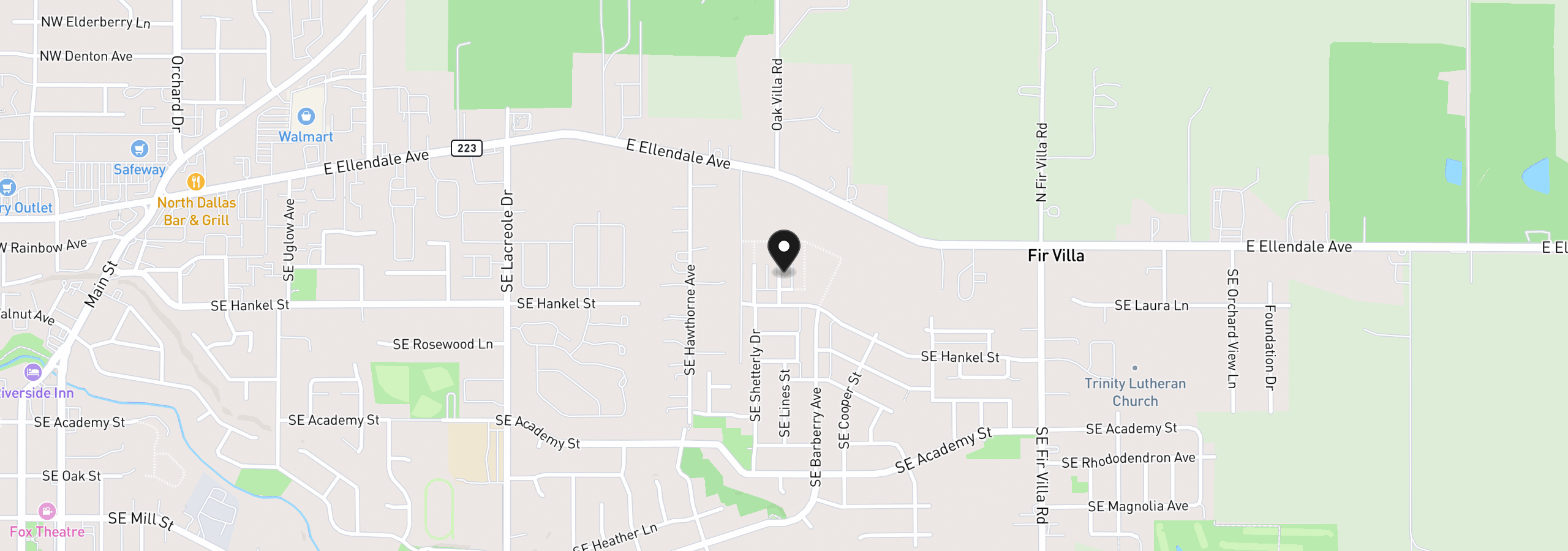 Map showing the location of 358 SE Kitzmiller Dr, Dallas, OR 97338