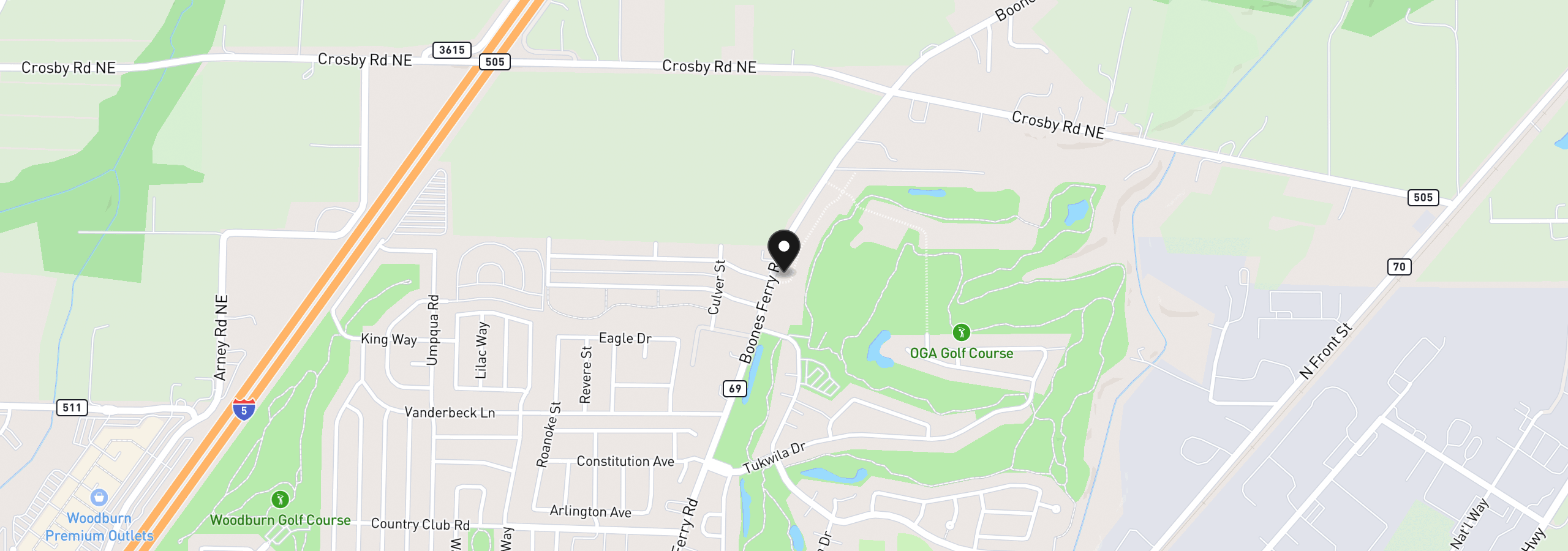Map showing the location of 3101 Nightingale Dr, Woodburn, OR 97071