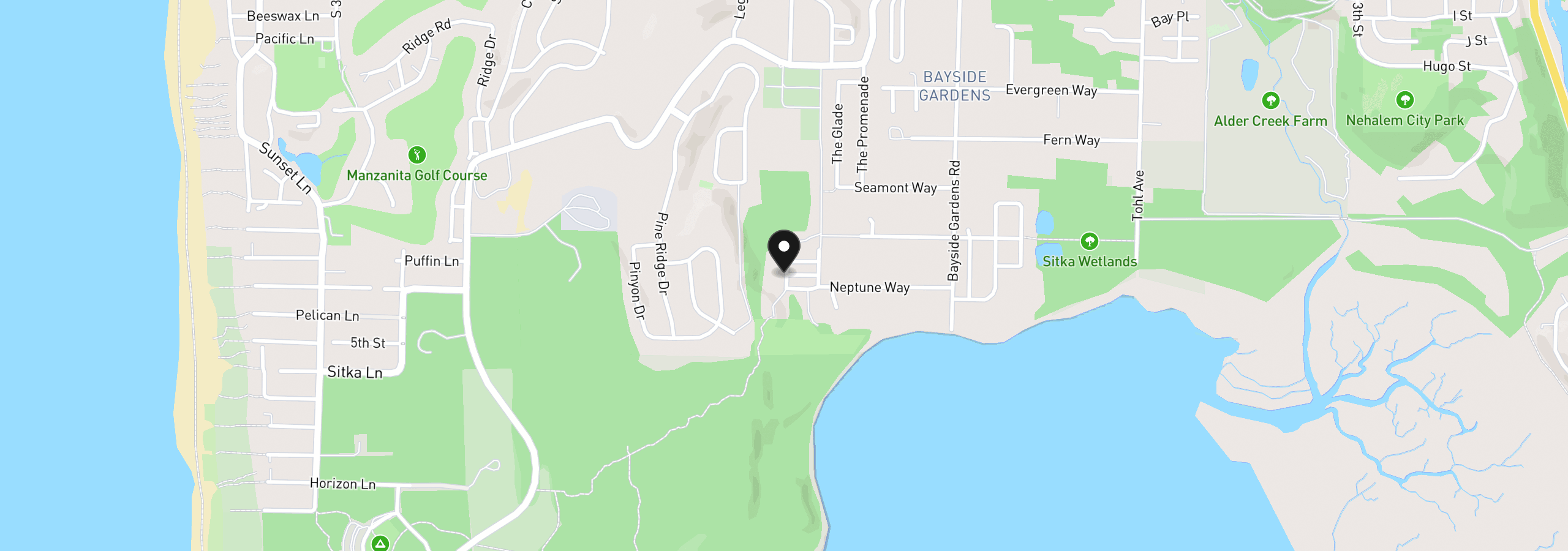 Map showing the location of 34630 Creekside Dr, Nehalem, OR 97131