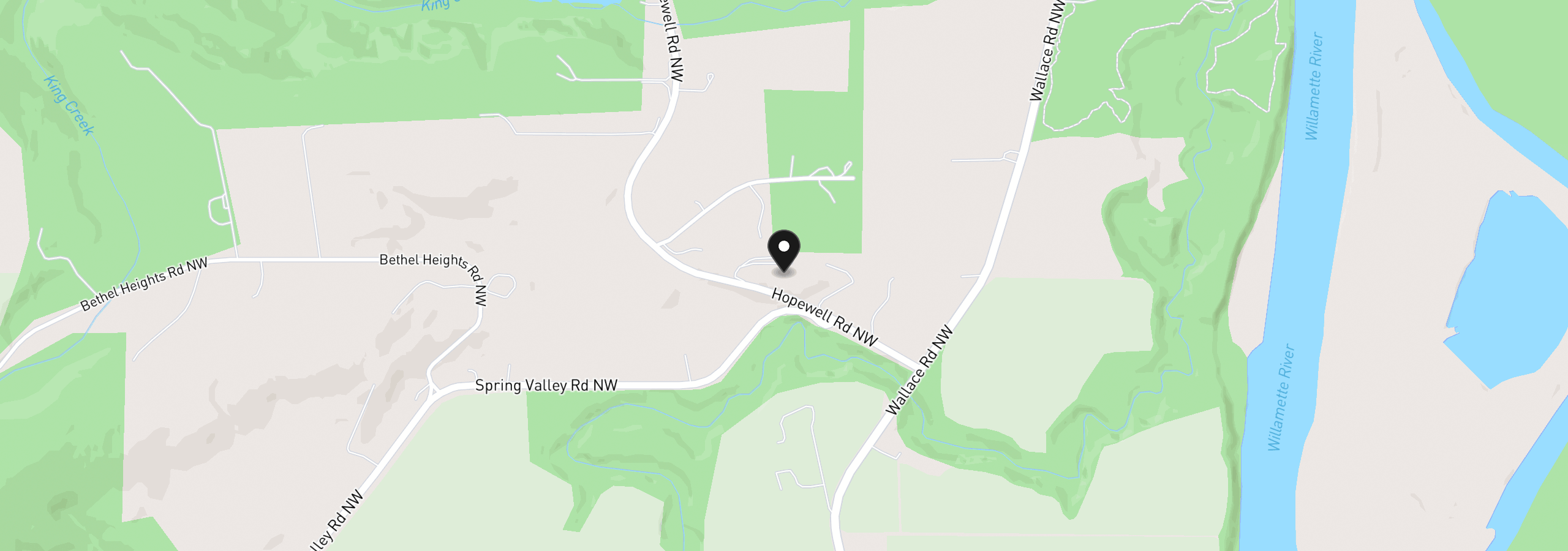 Map showing the location of 8500 NW Hopewell Rd, Salem, OR 97304