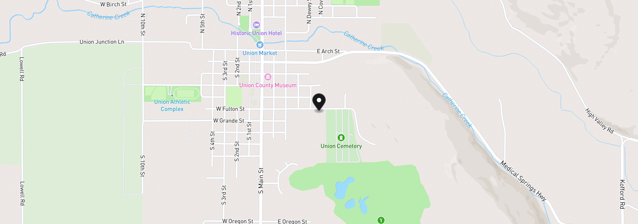 Map showing the location of 558 E Fulton St, Union, OR 97883