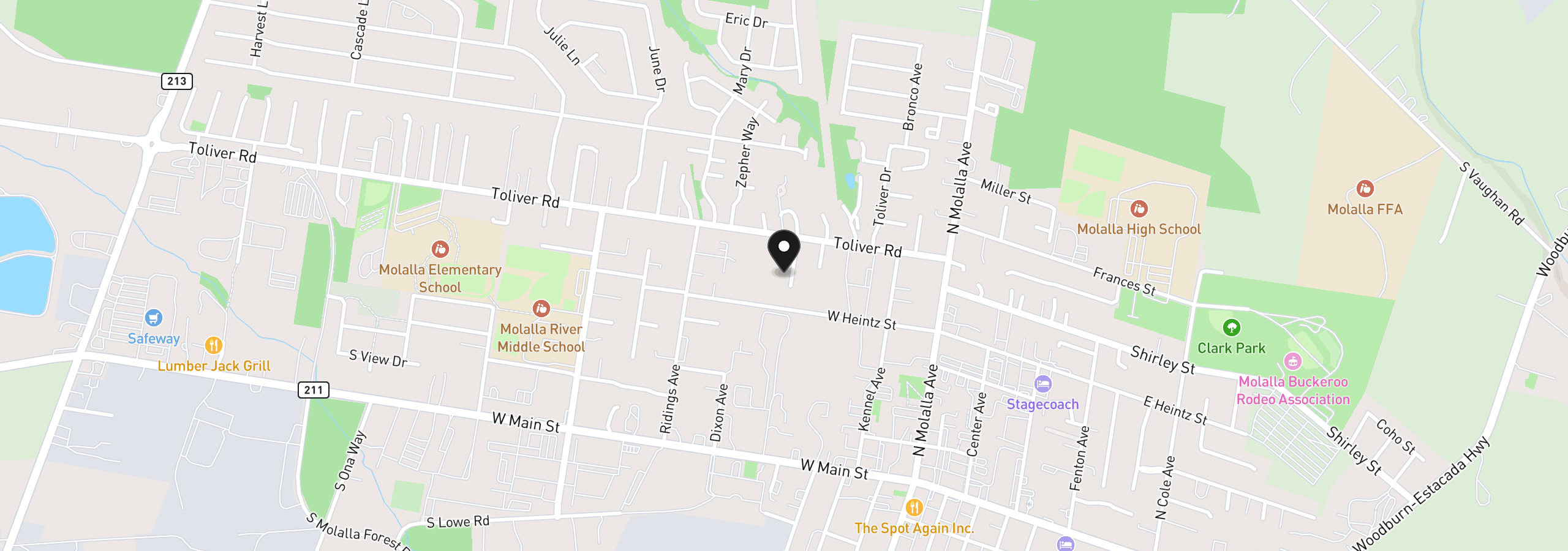 Map showing the location of 512 Pegasus Ct, Molalla, OR 97038