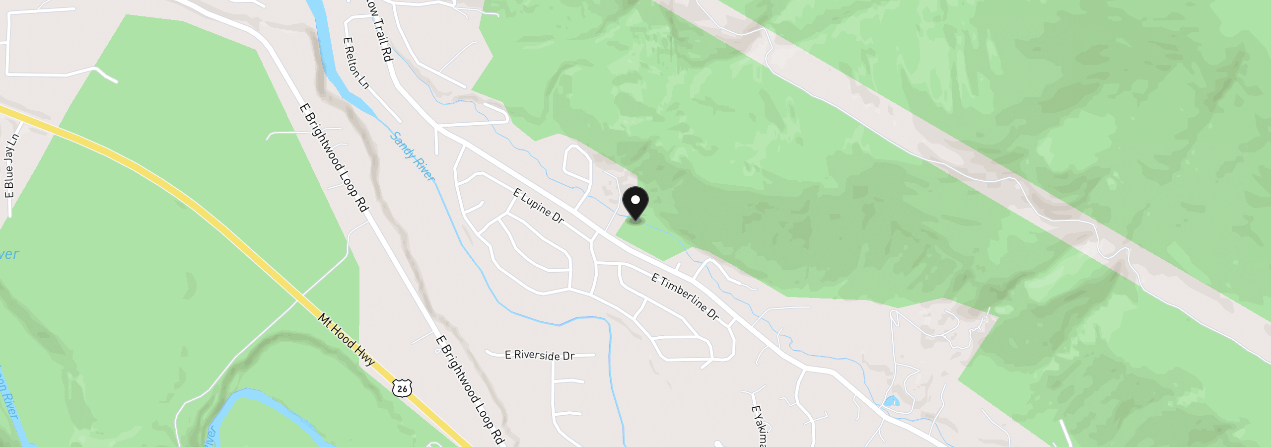 Map showing the location of 65353 E Barlow Trail Rd, Rhododendron, OR 97049