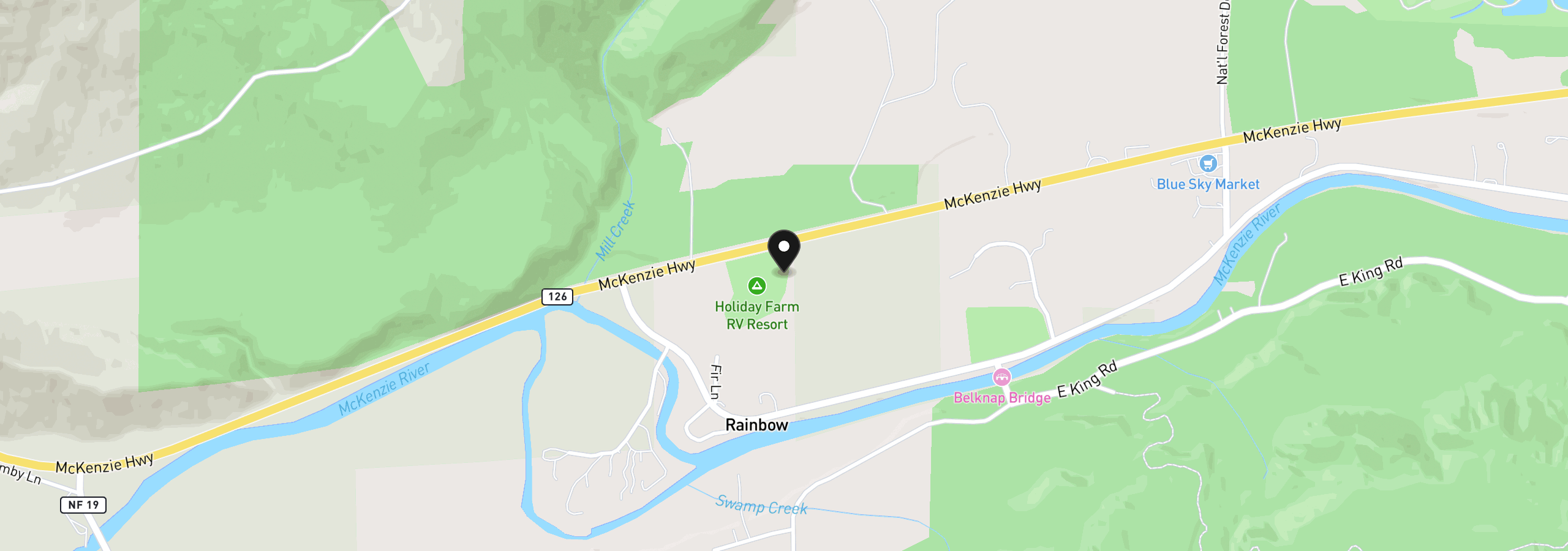 Map showing the location of 54432 McKenzie Hwy 24, Blue River, OR 97413