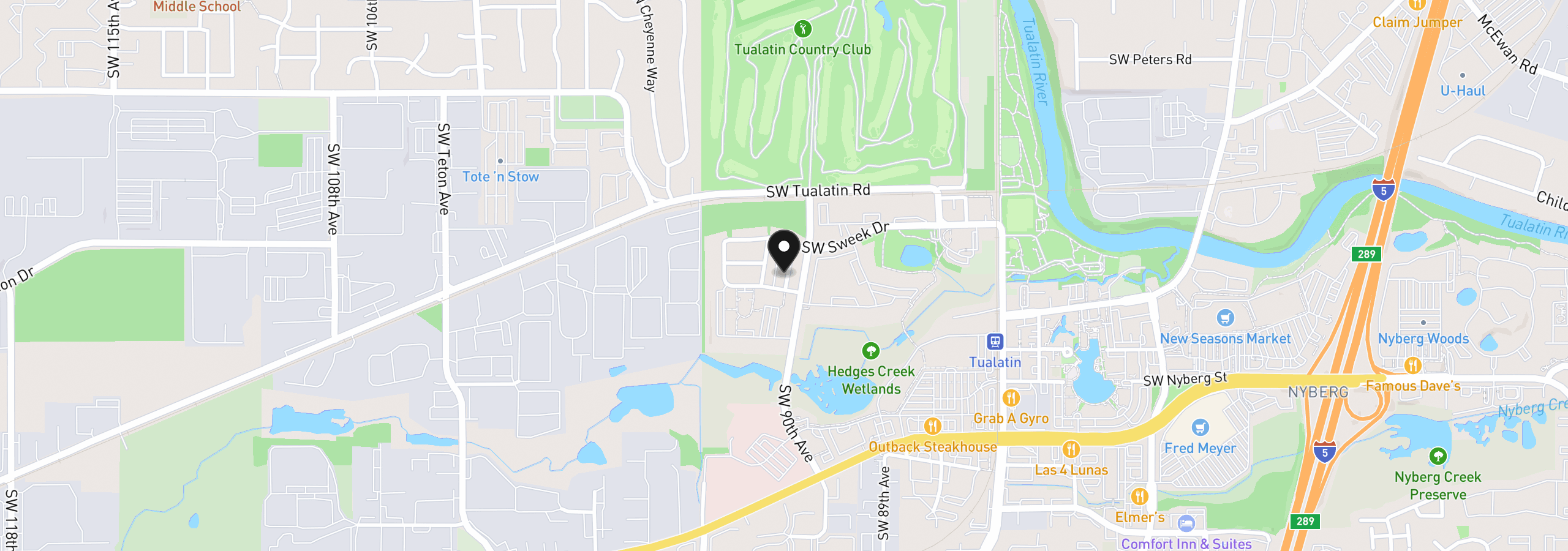 Map showing the location of 18697 SW 91st Ter, Tualatin, OR 97062