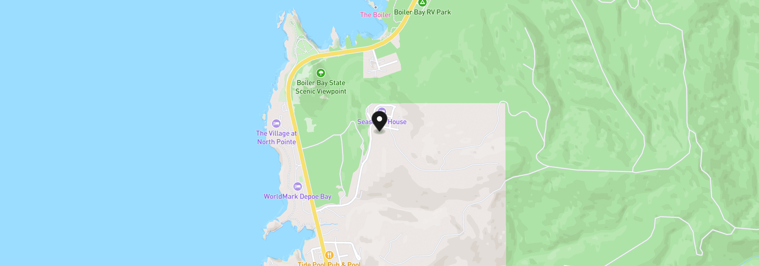 Map showing the location of 1195 NE Seascape Ave Lot 32, Depoe Bay, OR 97341