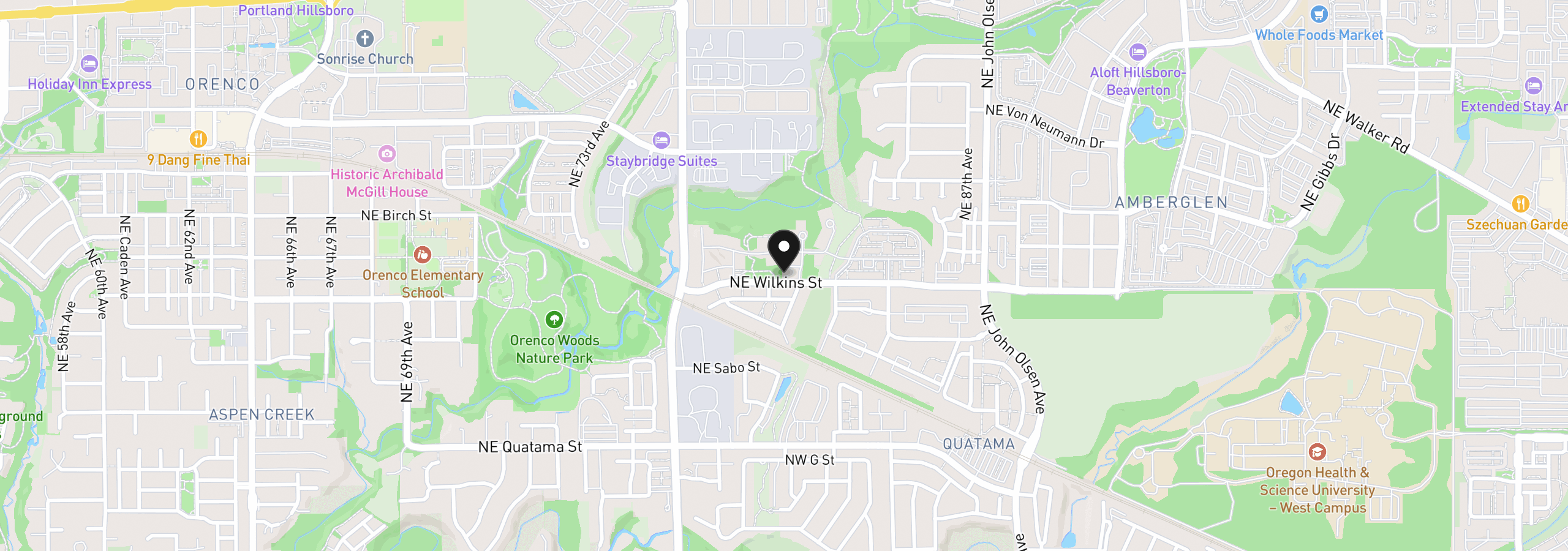Map showing the location of 8115 NE Wilkins St, Hillsboro, OR 97006