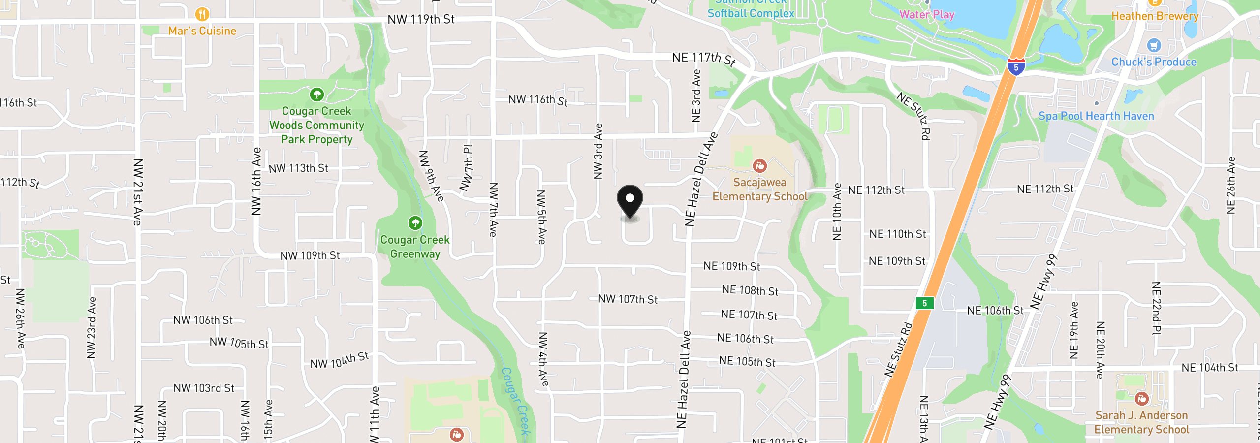 Map showing the location of 210 NW 111th Loop, Vancouver, Wa 98685