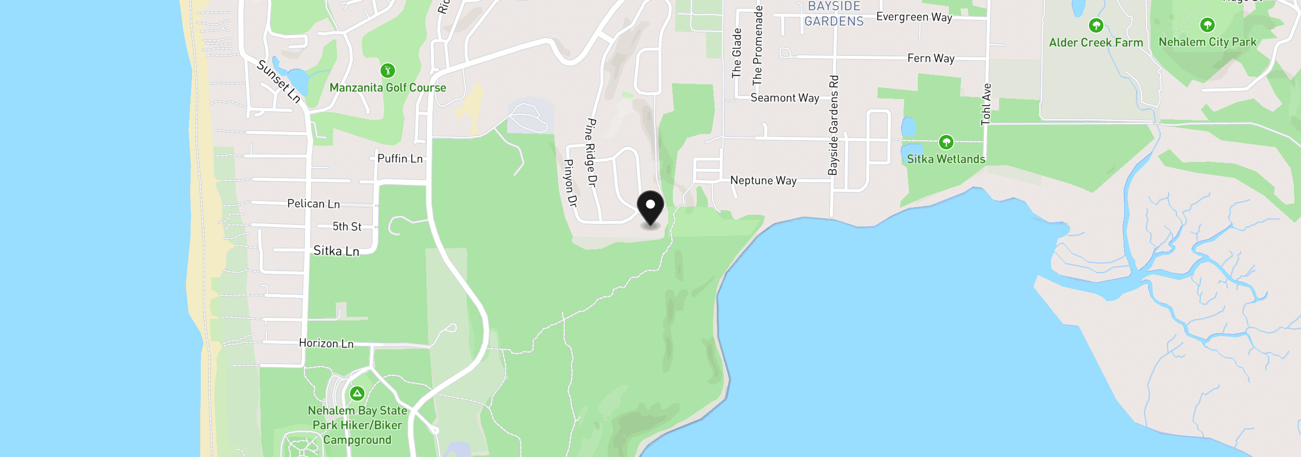 Map showing the location of 9840 Shore Pine Ct, Manzanita, OR 97130