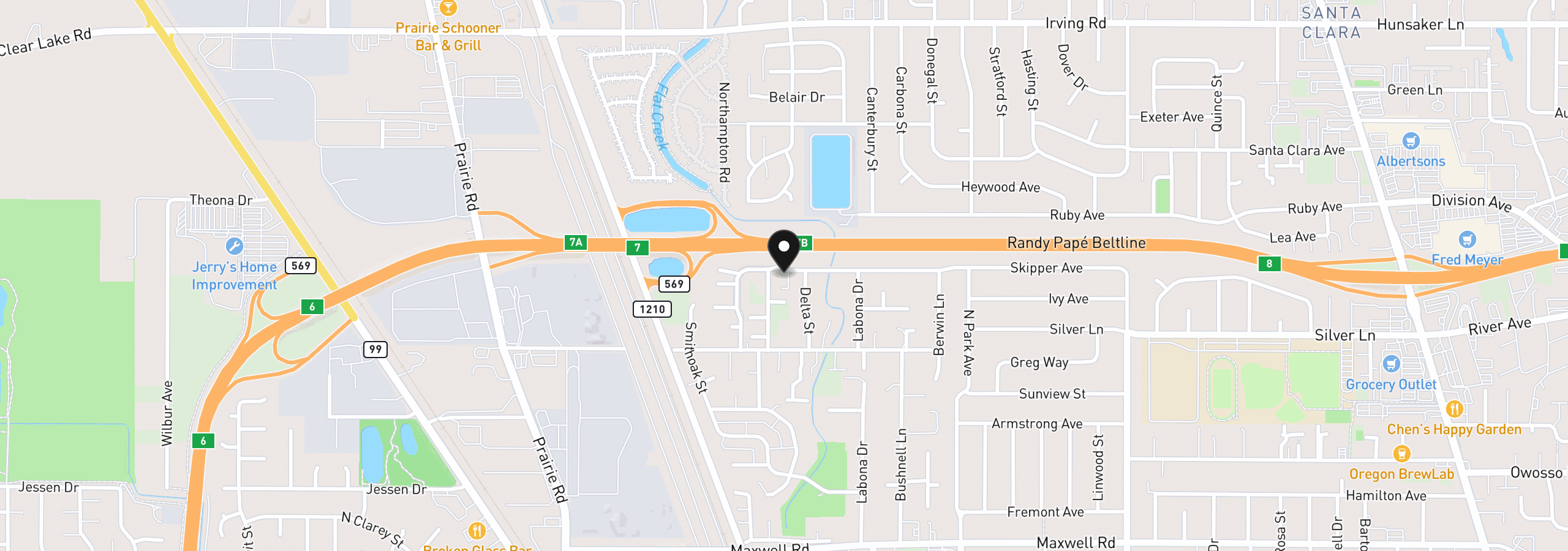Map showing the location of 1354 Skipper Ave, Eugene, OR 97404