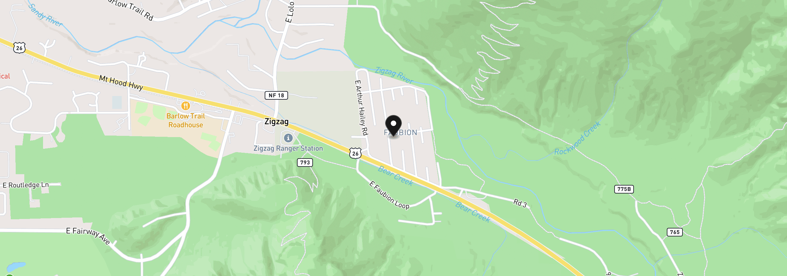 Map showing the location of 71010 E McFarland Rd, Rhododendron, OR 97049