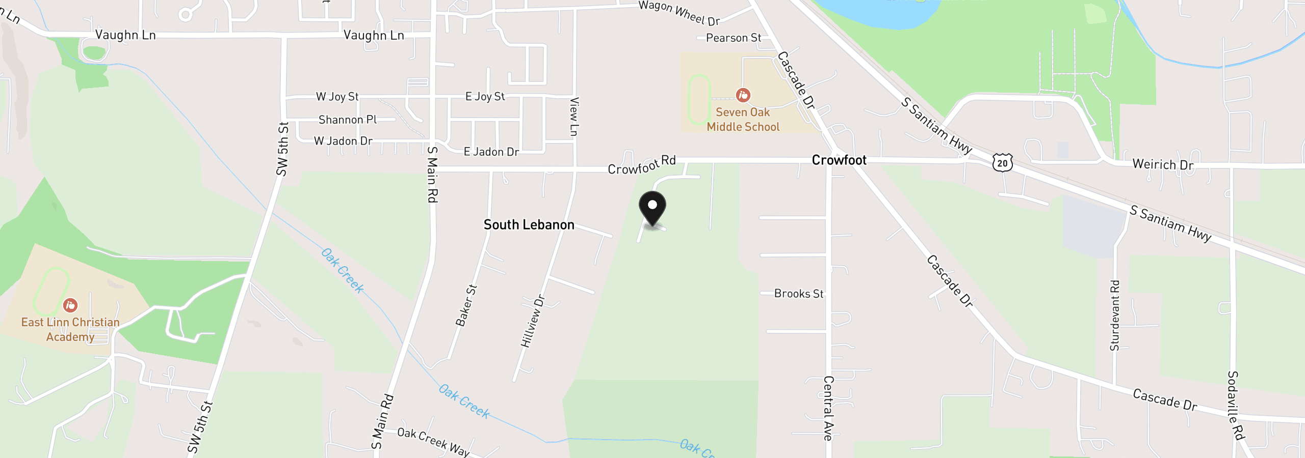 Map showing the location of 674 Minnesota St, Lebanon, OR 97355
