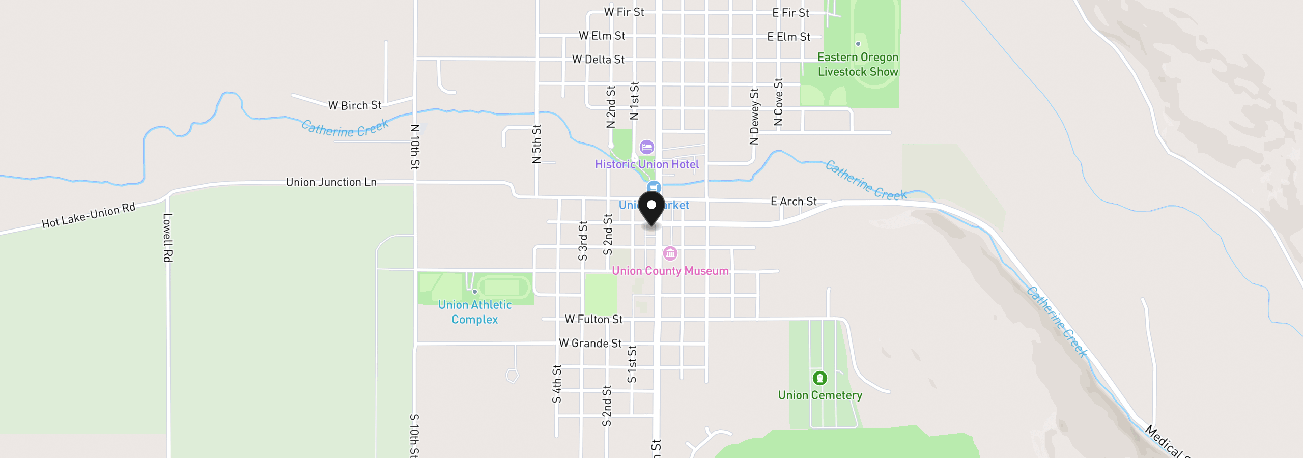 Map showing the location of 206 S Main St, Union, OR 97883