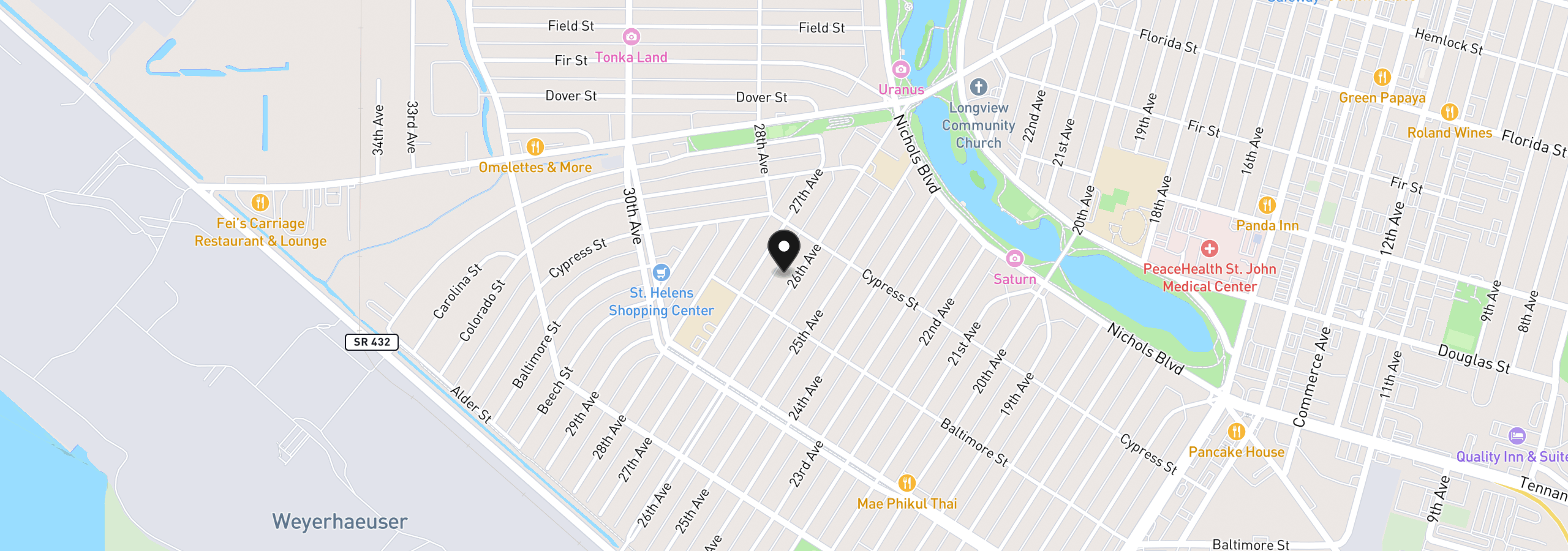 Map showing the location of 541 26th Ave, Longview, Wa 98632